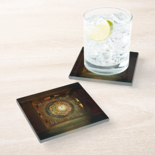 SlipperyJoe's steampunk-themed New Year round meta Glass Coaster
