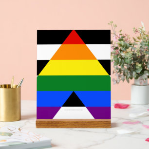 SlipperyJoe's Straight Ally Flag gay gifts LGBTQIA Acrylic Sign
