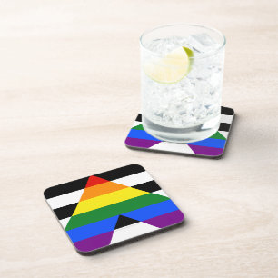 SlipperyJoe's Straight Ally Flag gay gifts LGBTQIA Coaster