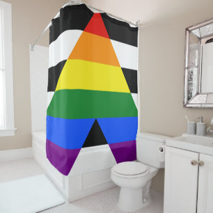 SlipperyJoe's Straight Ally Flag gay gifts LGBTQIA Shower Curtain