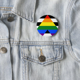 SlipperyJoe's straight ally flag smooth rainbow gr 6 Cm Round Badge