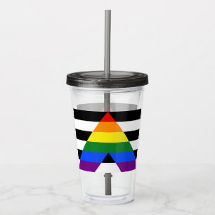 SlipperyJoe's straight ally flag smooth rainbow gr Acrylic Tumbler