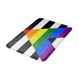 SlipperyJoe's straight ally flag smooth rainbow gr Bath Mat