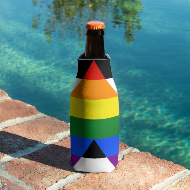 SlipperyJoe's straight ally flag smooth rainbow gr Bottle Cooler (In Situ Pool)