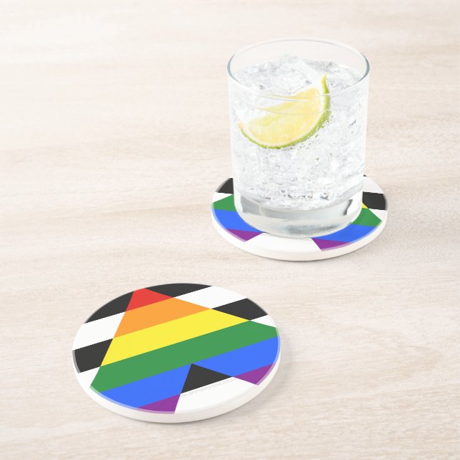 SlipperyJoe's straight ally flag smooth rainbow gr Coaster (Side)