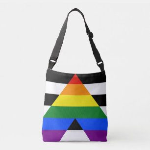 SlipperyJoe's straight ally flag smooth rainbow gr Crossbody Bag