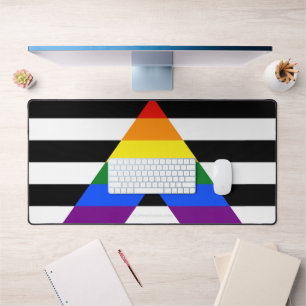 SlipperyJoe's straight ally flag smooth rainbow gr Desk Mat