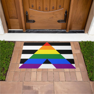 SlipperyJoe's straight ally flag smooth rainbow gr Doormat