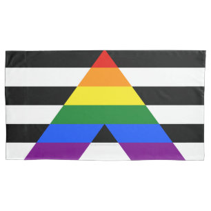 SlipperyJoe's straight ally flag smooth rainbow gr Pillowcase