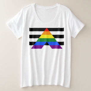 SlipperyJoe's straight ally flag smooth rainbow gr Plus Size T-Shirt