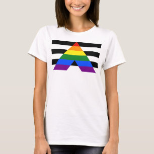 SlipperyJoe's straight ally flag smooth rainbow gr T-Shirt