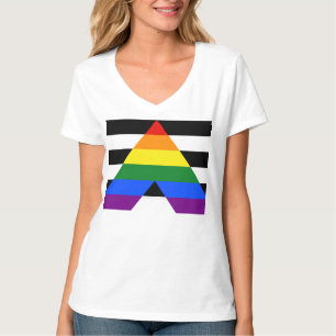 SlipperyJoe's straight ally flag smooth rainbow gr T-Shirt