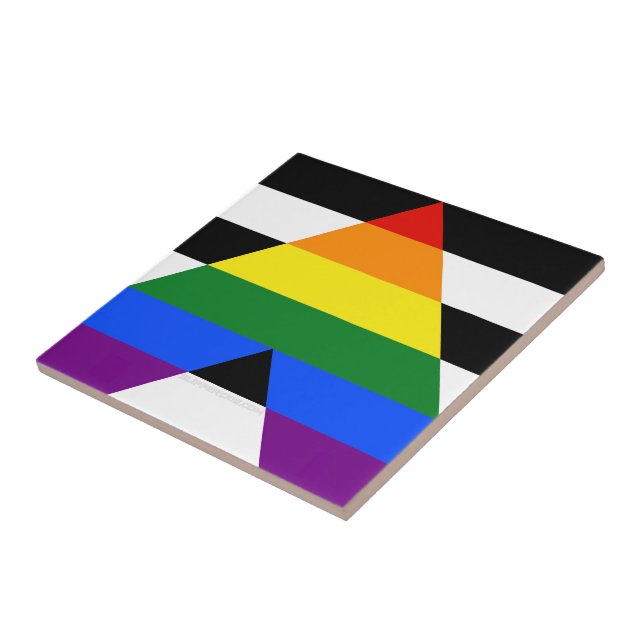 SlipperyJoe's straight ally flag smooth rainbow gr Tile (Side)