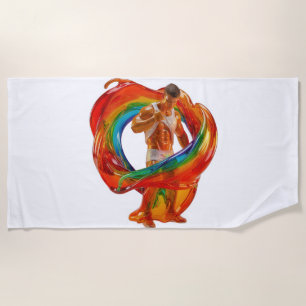 SlipperyJoe's striking modern Pride-themed masculi Beach Towel