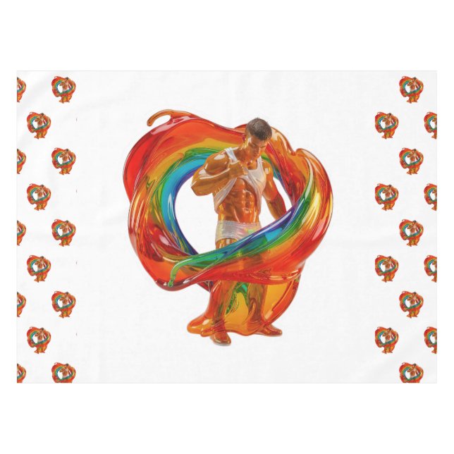 SlipperyJoe's striking modern Pride-themed masculi Tablecloth (Front (Horizontal))