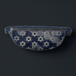 SlipperyJoe's strong Hanukkah vibe Star of David m Bum Bags<br><div class="desc">SlipperyJoe's strong Hanukkah vibe Star of David motif symbol symbolising Jewish identity and tradition artistic subtle silvery-grey tone deep midnight-blue background traditional colours associated Hebrew celebrations religious light shining into darkness digital stained glass effect repeated clean geometric patterns creates rhythm and unity elegant contemporary abstract symbolism</div>