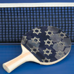 SlipperyJoe's strong Hanukkah vibe Star of David m Ping Pong Paddle<br><div class="desc">SlipperyJoe's strong Hanukkah vibe Star of David motif symbol symbolising Jewish identity and tradition artistic subtle silvery-grey tone deep midnight-blue background traditional colours associated Hebrew celebrations religious light shining into darkness digital stained glass effect repeated clean geometric patterns creates rhythm and unity elegant contemporary abstract symbolism</div>