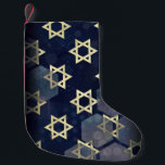 SlipperyJoe's strong Hanukkah vibe Star of David m Small Christmas Stocking<br><div class="desc">SlipperyJoe's strong Hanukkah vibe Star of David motif symbol symbolising Jewish identity and tradition artistic subtle silvery-grey tone deep midnight-blue background traditional colours associated Hebrew celebrations religious light shining into darkness digital stained glass effect repeated clean geometric patterns creates rhythm and unity elegant contemporary abstract symbolism</div>