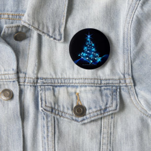 SlipperyJoe's stylised glowing Christmas tree brig 6 Cm Round Badge