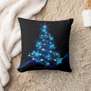 SlipperyJoe's stylised glowing Christmas tree brig Cushion