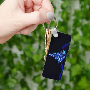 SlipperyJoe's stylised glowing Christmas tree brig Key Ring