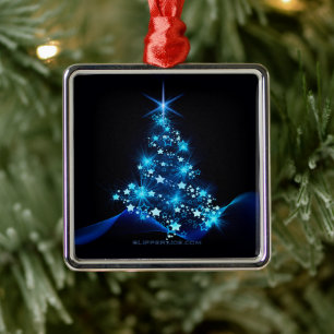 SlipperyJoe's stylised glowing Christmas tree brig Metal Tree Decoration