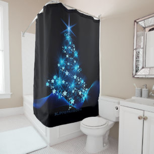 SlipperyJoe's stylised glowing Christmas tree brig Shower Curtain