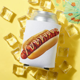 SlipperyJoe's summer BBQ vibe hot dog nestled soft Can Cooler