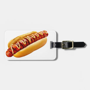 SlipperyJoe's summer BBQ vibe hot dog nestled soft Luggage Tag