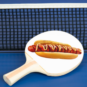 SlipperyJoe's summer BBQ vibe hot dog nestled soft Ping Pong Paddle