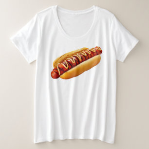 SlipperyJoe's summer BBQ vibe hot dog nestled soft Plus Size T-Shirt