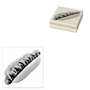SlipperyJoe's summer BBQ vibe hot dog nestled soft Rubber Stamp
