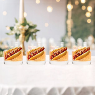 SlipperyJoe's summer BBQ vibe hot dog nestled soft Whiskey Glass