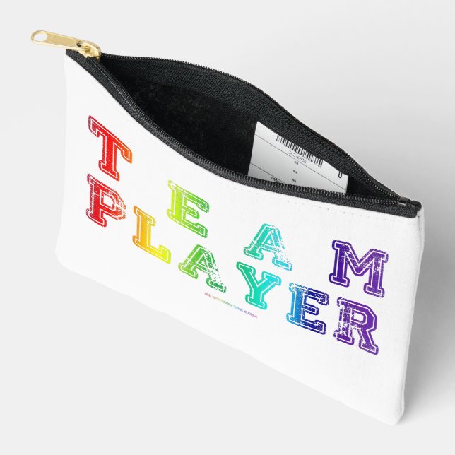 SlipperyJoe's team player filled with smooth rainb Accessory Pouch (Open)
