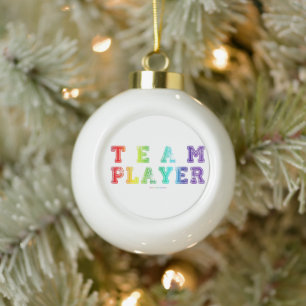 SlipperyJoe's team player filled with smooth rainb Ceramic Ball Christmas Ornament