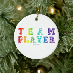 SlipperyJoe's team player filled with smooth rainb Ceramic Tree Decoration