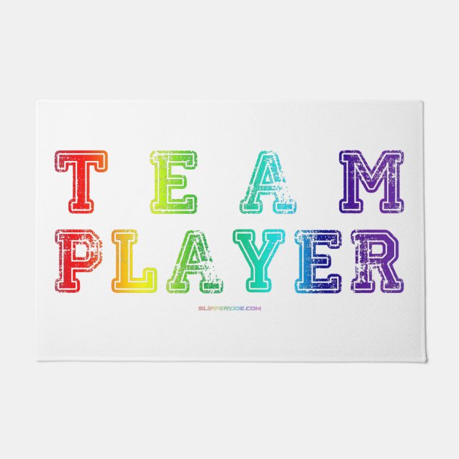 SlipperyJoe's team player filled with smooth rainb Doormat (Front)