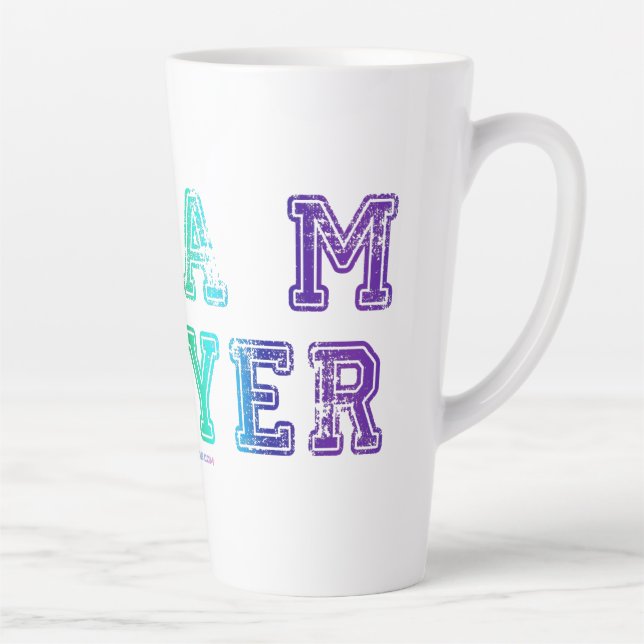 SlipperyJoe's team player filled with smooth rainb Latte Mug (Right)
