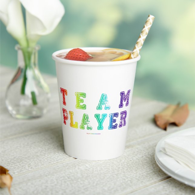 SlipperyJoe's team player filled with smooth rainb Paper Cups (Insitu)