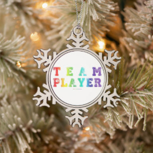 SlipperyJoe's team player filled with smooth rainb Snowflake Pewter Christmas Ornament