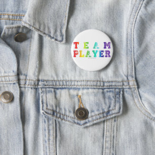 SlipperyJoe's Team Player words gradient rainbow c 6 Cm Round Badge