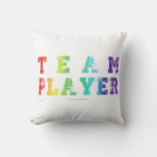SlipperyJoe's Team Player words gradient rainbow c Cushion