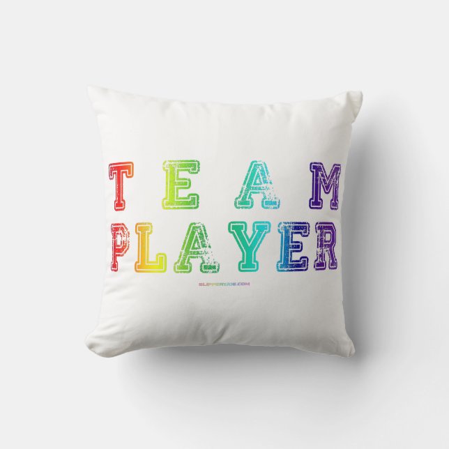 SlipperyJoe's Team Player words gradient rainbow c Cushion (Front)