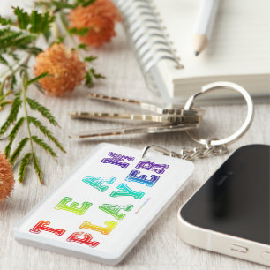 SlipperyJoe's Team Player words gradient rainbow c Key Ring