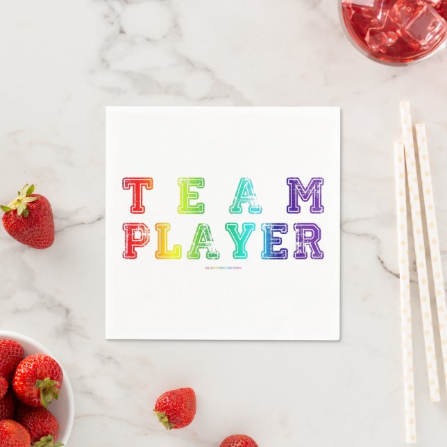 SlipperyJoe's Team Player words gradient rainbow c Napkin (Insitu)