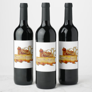 SlipperyJoe's Thanksgiving acorns leaves rope LGBT Wine Label