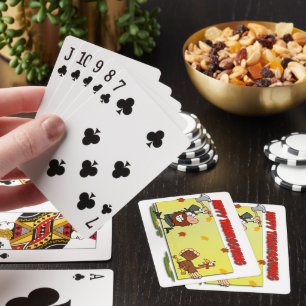 SlipperyJoe's Thanksgiving funny leaves pilgrim ru Playing Cards