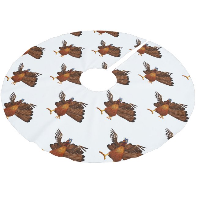 SlipperyJoe's Thanksgiving gobble responsibly live Brushed Polyester Tree Skirt (Angled)