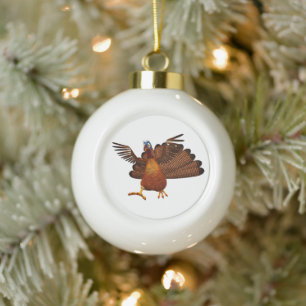 SlipperyJoe's Thanksgiving gobble responsibly live Ceramic Ball Christmas Ornament