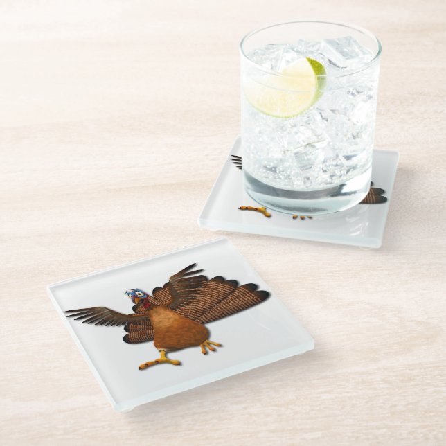 SlipperyJoe's Thanksgiving gobble responsibly live Glass Coaster (Angled)